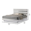 Benjara Peis Queen Size Bed- LED- Crystal Accents- Modern Design- Glossy White