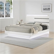 Benjara Peis Queen Size Bed- LED- Crystal Accents- Modern Design- Glossy White