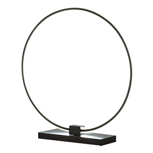 Benjara Sine 21&quot Table Lamp- Modern Circle Ring LED- Sleek Black Metal Base