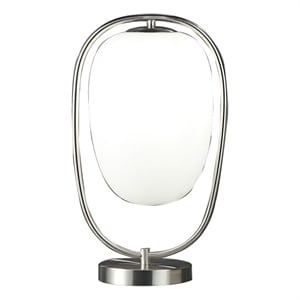 Benjara Raze 17&quot Table Lamp- LED Light- Modern Globe Shade- Metal Body- Silver