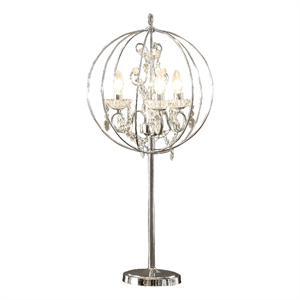 Benjara Shine 31&quot Table Lamp- Chandelier Style- Crystal and Metal- Chrome