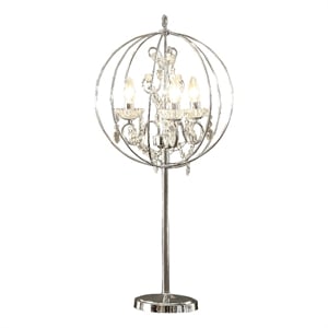 Benjara Shine 31&quot Table Lamp- Chandelier Style- Crystal and Metal- Chrome