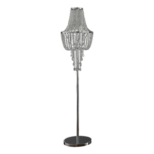 Benjara Cara 62&quot Floor Lamp- Hanging Drop Design- Crystal and Metal- Chrome