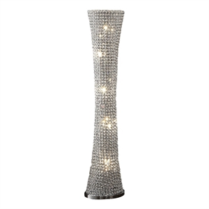 Benjara Wren 57&quot Floor Lamp- Crystal Base with Subtle Curve- Metal- Silver