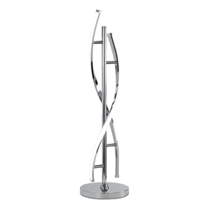 Benjara Jam 29&quot Table Lamp- LED Light- Round Base- Accent Silver Metal Base