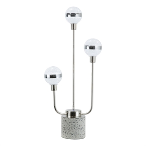 Benjara 32&quot Table Lamp- Accent LED Light- Globe Glass Shade- Round Base- Nickel