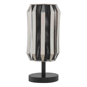 Benjara Pin 14&quot Table Lamp- Accent Cylinder Metal Shade- Round Base- Black