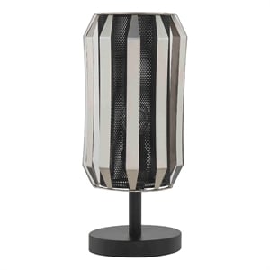 Benjara Pin 14&quot Table Lamp- Accent Cylinder Metal Shade- Round Base- Black