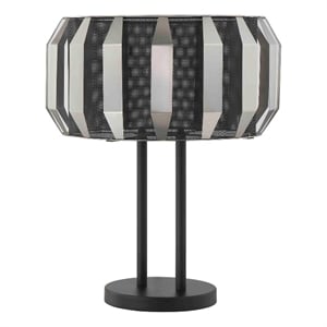 Benjara Pin 21&quot Table Lamp- Wide Drum Metal Shade- Accent Round Base- Black