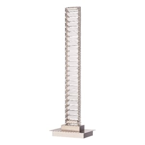 Benjara Lizy 24&quot Table Lamp with Crystal- LED Metal Frame- Nickel Finish