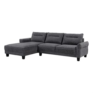 Benjara Cyra 110&quot 2 Piece Sectional Sofa- Chaise- Gray Fabric- Welt Trim
