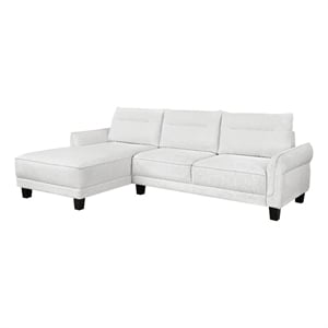 Benjara Cyra 110&quot 2 Piece Sectional Sofa- Chaise- White Fabric- Welt Trim