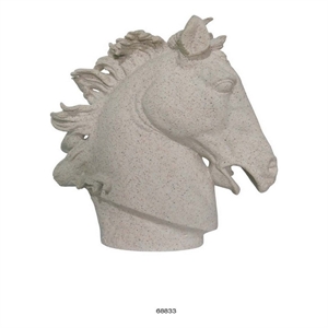 Benjara 25&quot Horse Head Figurine Statuette- Lifelike Design- White Resin