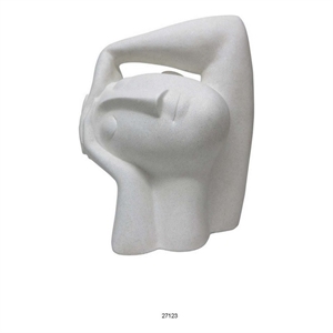 Benjara 16&quot Head Figurine Statuette- Contemporary Style White Resin Finish