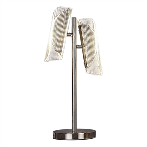 Benjara Spark 23&quot Table Lamp with Metal Base and 2 Geometric Shades- Gold