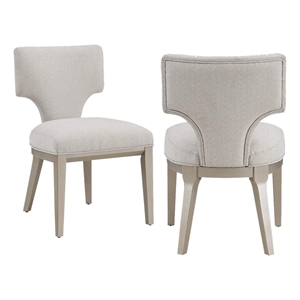 Benjara Kyna 21&quot Side Dining Chair Set of 2- Curved Backrest- Champagne Linen