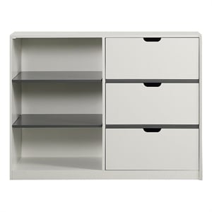 Benjara 47&quot Accent Cabinet with 3 Drawers and 3 Open Shelves- White Wood