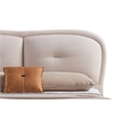 Benjara Kia California King Bed- Low Profile Ivory Upholstered Pillow Headboard
