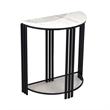 Benjara Wini Plant Stand Set of 2- Half Round Top with Curved Edges- Black Metal