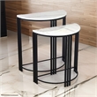 Benjara Wini Plant Stand Set of 2- Half Round Top with Curved Edges- Black Metal