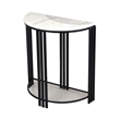 Benjara Wini Plant Stand Set of 2- Half Round Top with Curved Edges- Black Metal
