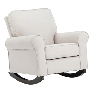 Benjara 37&quot Rocking Chair- Pocket Coil Seat- Wood Frame- Soft Beige Upholstery