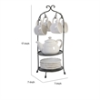 Benjara Zoya 10 Piece Tea Kettle and Cups Set with Metal Stand- White Porcelain