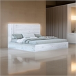 Benjara Noe Zid Queen Size Platform Bed- Panel Headboard- White Finish- Modern