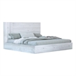 Benjara Noe Zid Queen Size Platform Bed- Panel Headboard- White Finish- Modern
