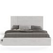 Benjara Noe Zid Queen Size Platform Bed- Panel Headboard- White Finish- Modern
