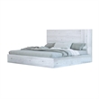 Benjara Noe Zid Queen Size Platform Bed- Panel Headboard- White Finish- Modern