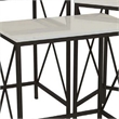 Benjara Zoe Plant Stand Table Set of 3-Metal-Rectangular Marble Top-Black Metal