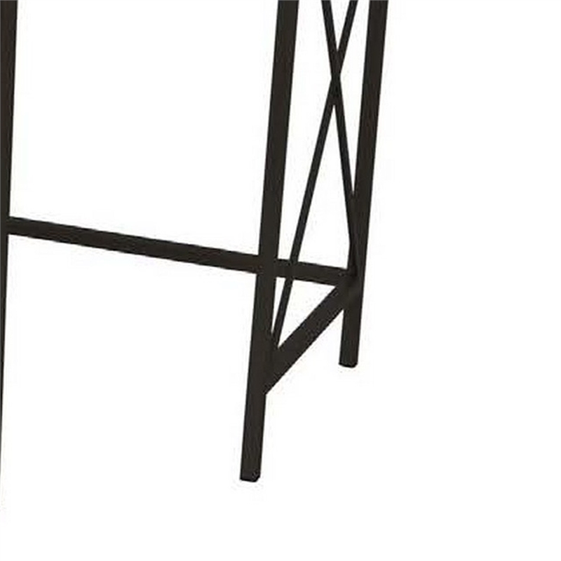 Benjara Zoe Plant Stand Table Set of 3-Metal-Rectangular Marble Top-Black Metal
