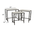 Benjara Zoe Plant Stand Table Set of 3-Metal-Rectangular Marble Top-Black Metal
