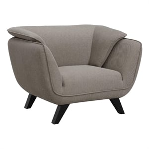 Benjara Naeli 47&quot Accent Chair- Compact Modern Design- Brown Linen Upholstery