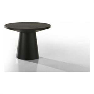 Benjara Yuvi 22&quot Side End Table- Round Top- Pedestal Base- Ebony Black Finish