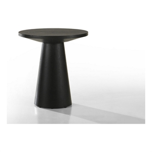 Benjara Yuvi 21&quot Accent Table- Round Tabletop- Pedestal Base- Ebony Black