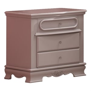 Benjara Auri 27&quot Nightstand with 2 Drawer- Molded Trim Floral Motifs- White