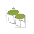 Benjara Niyo Set of 2 Nesting Side End Tables-Round Green Solid Wood Tops-Silver