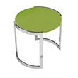 Benjara Niyo Set of 2 Nesting Side End Tables-Round Green Solid Wood Tops-Silver