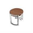 Benjara Niyo Set of 2 Nesting Side End Tables-Round Brown Solid Wood Tops-Silver