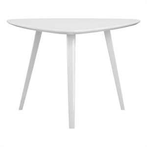 Benjara Hle 23&quot Accent Table- High Gloss Lacquer Triangular Top- Steel- White