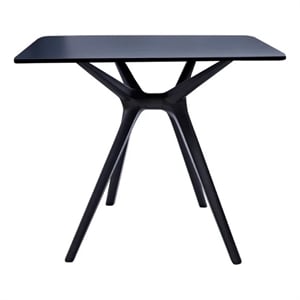 Benjara Filia 29&quot Outdoor Dining Table- Rectangular Top- Tapered Legs- Black
