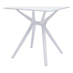 Benjara Filia 29&quot Outdoor Dining Table- Rectangular Top- Tapered Legs- White