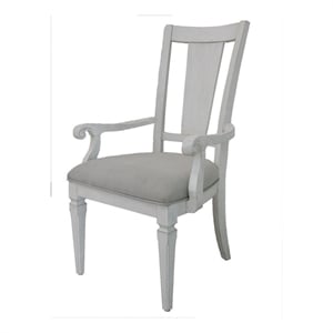 Benjara Kate 24&quot Dining Armchair Set of 2- Light Gray Linen- White Wood Frame