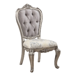 Benjara Aria 27&quot Side Dining Chair Set of 2- Velvet- Antique Platinum Tone