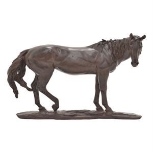 Benjara Refi 14&quot Horse Statuette Figurine- Modern Style Sculpture- Brown Resin