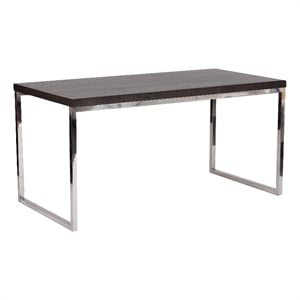 Benjara Rami 59&quot Office Desk- Rectangular Top- Espresso Brown Wood- Steel