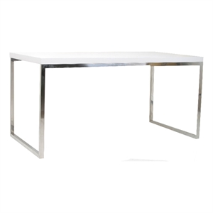 Benjara Rami 59&quot Office Desk- Rectangular Top- White Wood Finish- Steel Frame