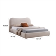 Benjara Diy California King Bed-Low Profile Camelback Headboard-Ivory Upholstery
